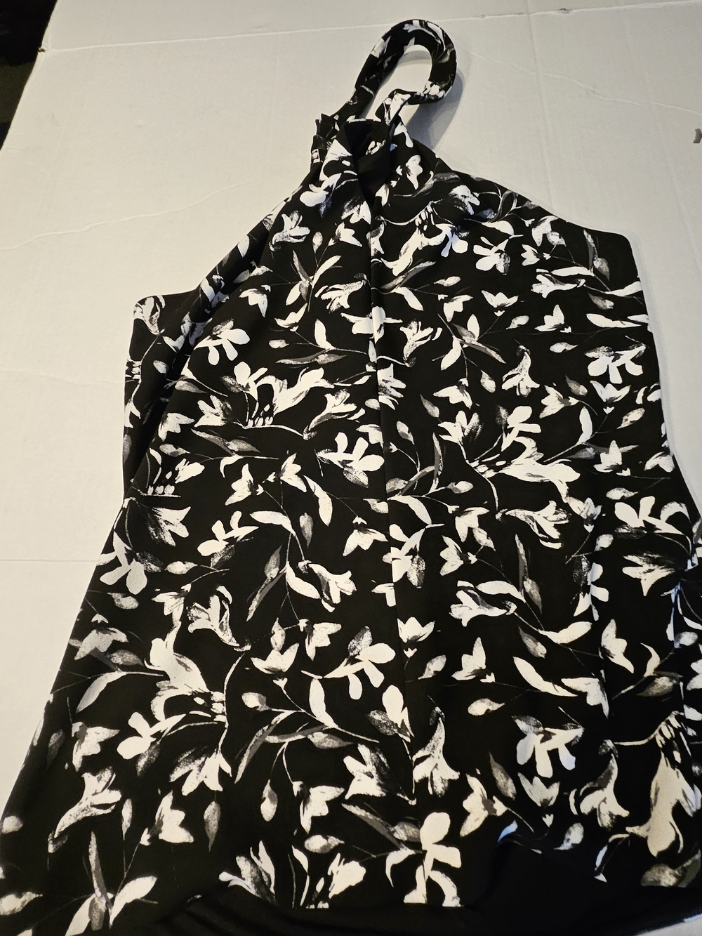 White House Black Market Black and White Floral Halter Top